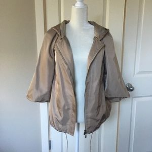 Magaschoni Satin Bubble Sleeve Hooded Jacket
